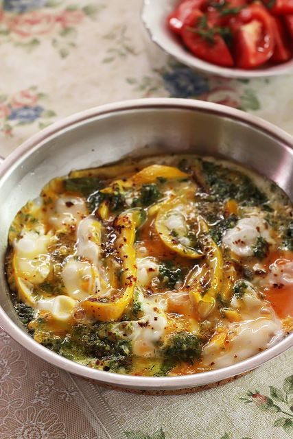 Round Zucchini Dill Pesto Eggs by Olga Irez