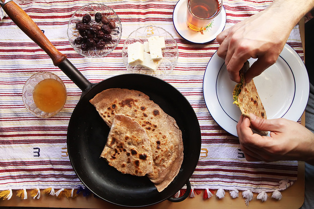 Gözleme with Chickpeas, Pumpkin and Spinach by Olga Irez