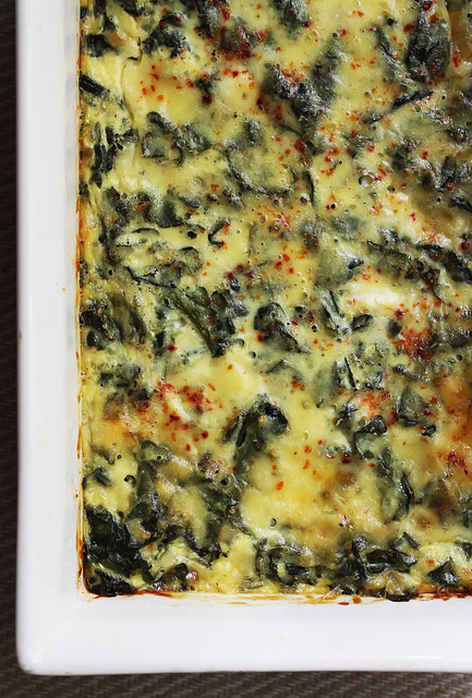 Crustless Spinach Quiche by Olga Irez of Delicious Istanbul