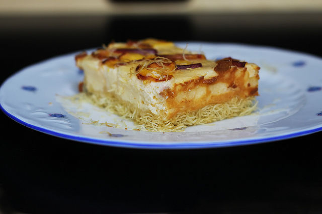 Zapekanka (Russian Cottage Cheese Bake) with Tel Kadaif by Olga Irez of Delicious Istanbul