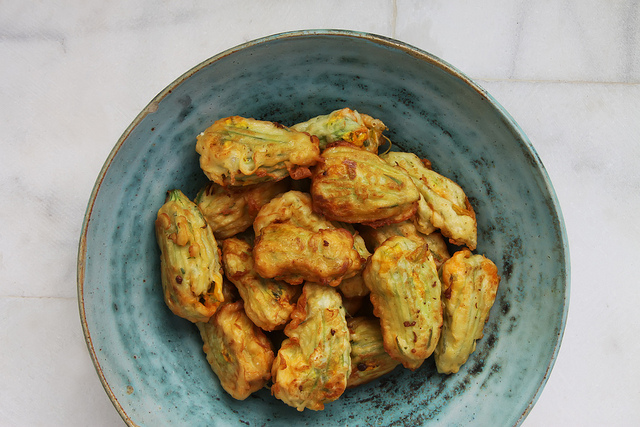 Stunning Courgette Flowers Stuffed with Cheese and Herbs post image