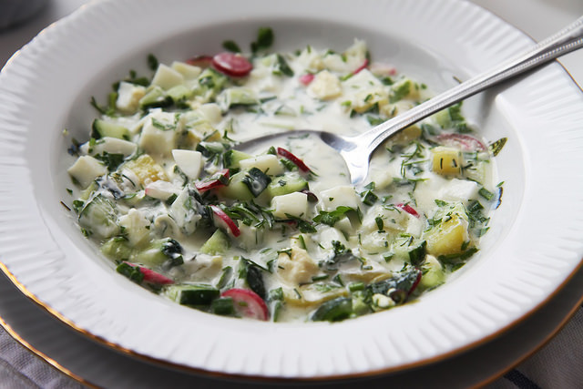 Okroshka, Russian Summer Soup by Olga Irez of Delicious Istanbul