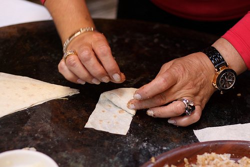 Making phyllo triangles