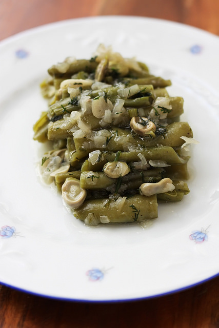 Fresh Fava Beans Braised in Olive OIl by Olga Irez of Delicious Istanbul
