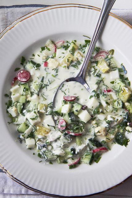 Okroshka, Russian Summer Soup by Olga Irez of Delicious Istanbul