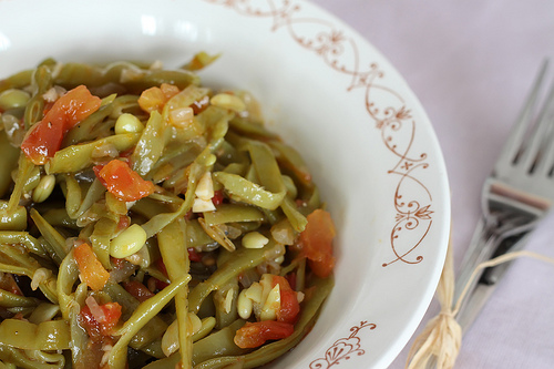Fresh Green Beans Cooked in Olive Oil