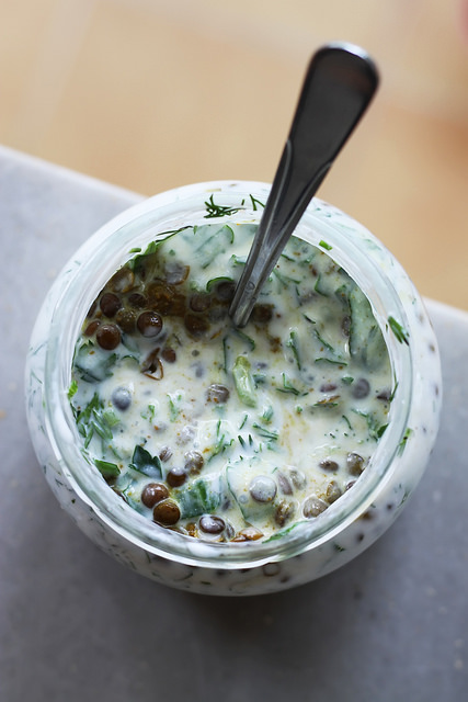 Kefir Cacik with Green Lentils by Olga Irez of Delicious Istanbul