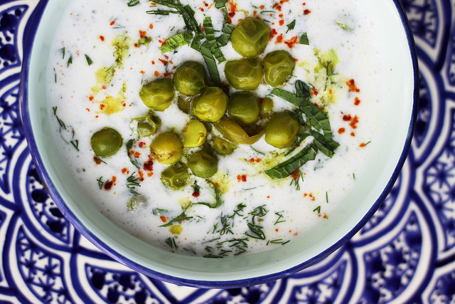 Kefir Cacik with Turmeric Peas by Olga Irez of Delicious Istanbul