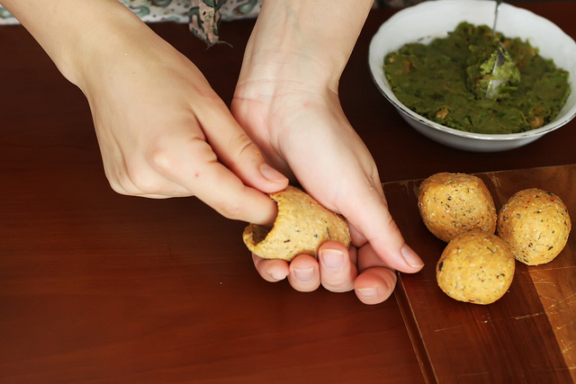 Içli Köfte with Green Peas and Tahini-Yogurt Tarator by Olga Irez of Delicious Istanbul