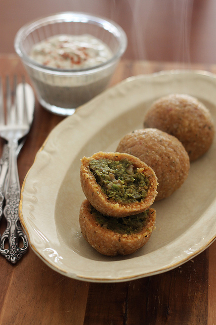 Içli Köfte with Green Peas and Tahini-Yogurt Tarator by Olga Irez of Delicious Istanbul