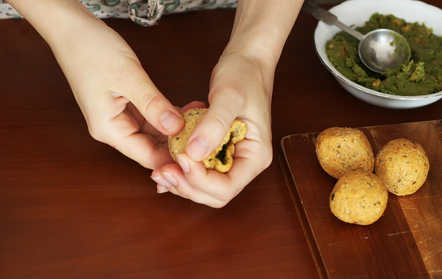 Içli Köfte with Green Peas and Tahini-Yogurt Tarator by Olga Irez by Delicious Istanbul