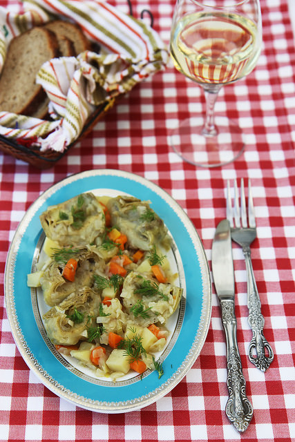 Greek Artichokes Braised in Olive Oil by Olga Irez