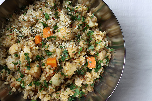Bulgur Pilaf with Roasted Winter Vegetables Recipe by Delicious Istanbul