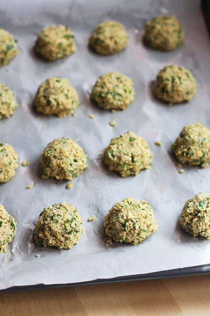 Baked Falafel with Sprouted Chickpeas + Nettles