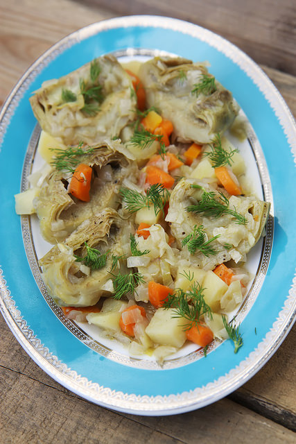 Greek Artichokes Braised in Olive Oil
