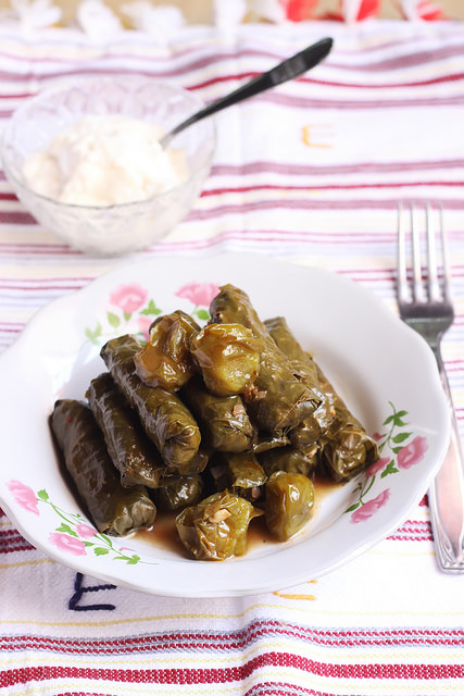 Red Lentil Stuffed Grape Leaves by Olga Irez